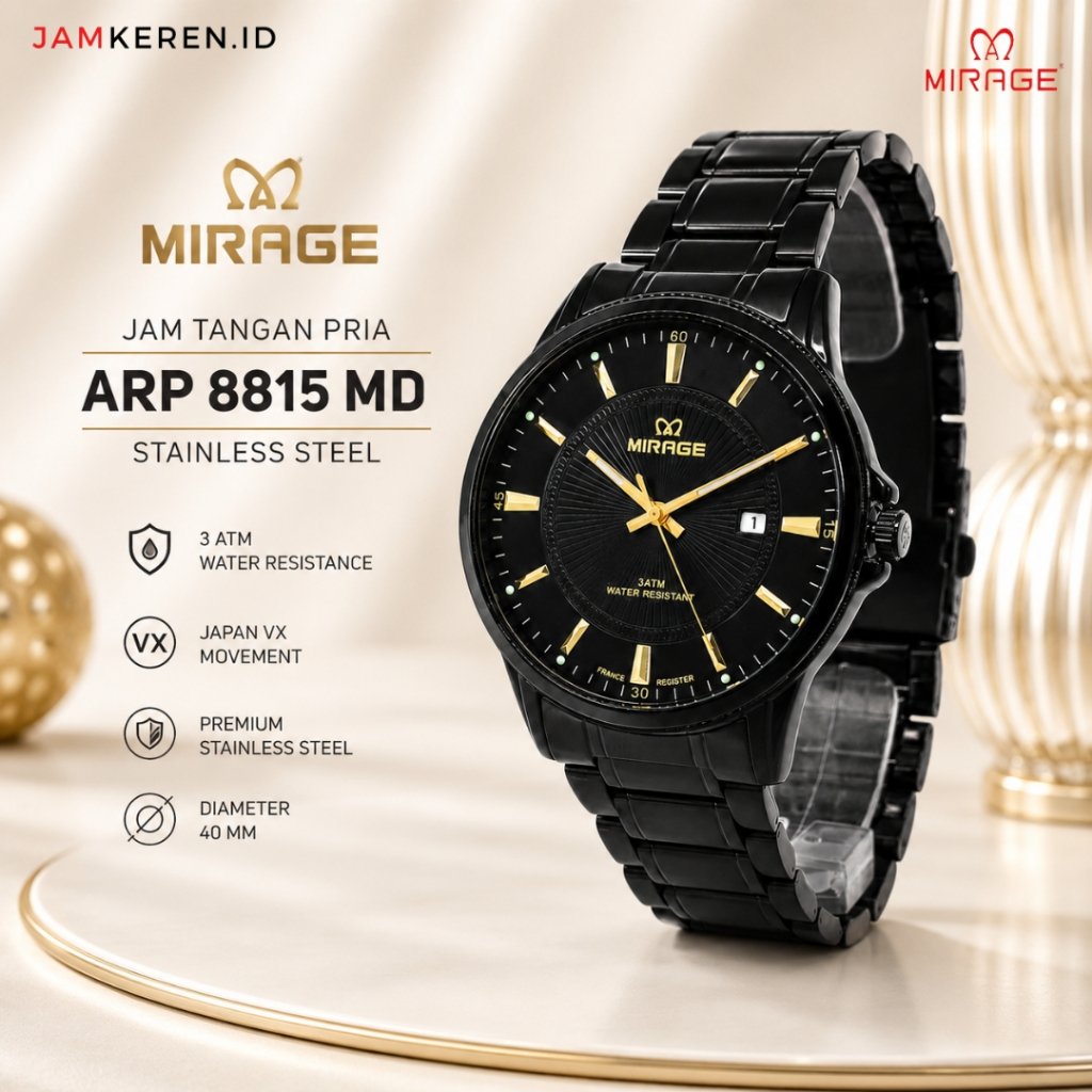 Mirage - Jam Tangan Pria - Jam Tangan Mirage Pria - Jam Tangan Mirage 8815 M Original 100% Anti Air