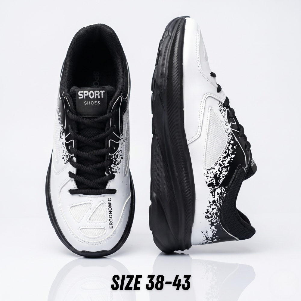 Sepatu Sneakers Sport Ergonomic Pria Wanita Premium - Sepatu Olahraga Running Jogging Kasual Anti Sl