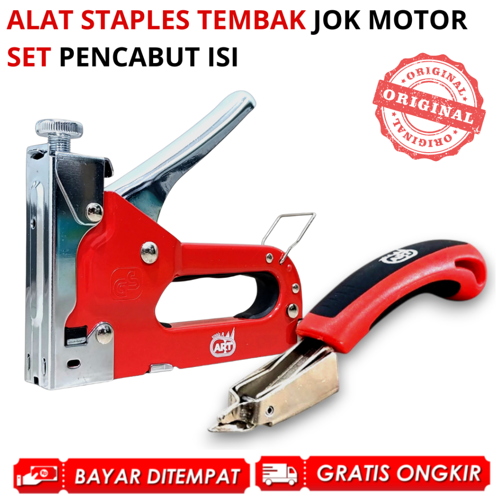 SET Alat Stapler Tembak Kulit Jok Motor Lengkap Pencabut Isi Hekter Staples 3IN1 Gun Tacker 4-14mm