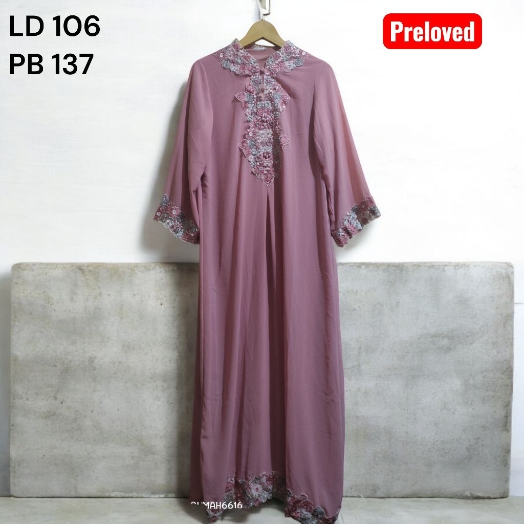 PL/preloved set kaftan ceruty Payet soft pink 2 in 1 LD 106