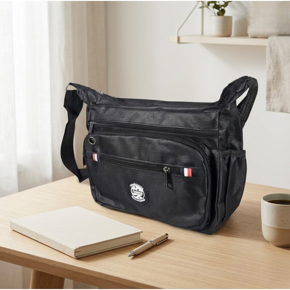 Tas Selempang samping Pria Crossbody Kain Oxford
