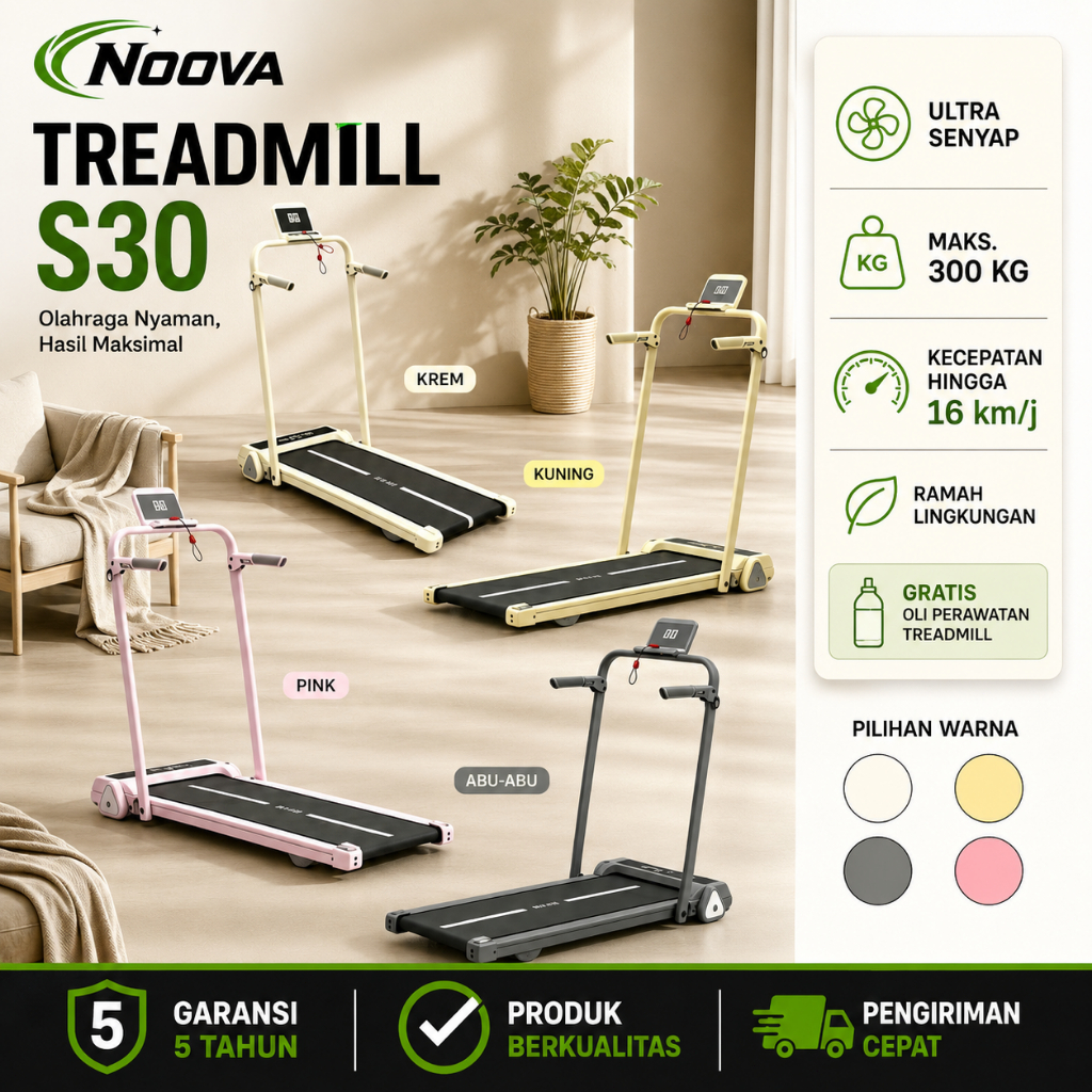 MY-HI Treadmill Elektrik Portable Walking Pad Incline Low Watt Rumah
