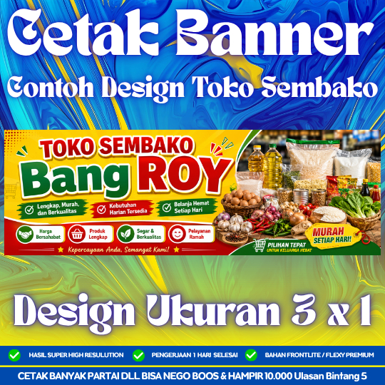 Cetak Spanduk Tema Toko Sembako, Es Teh Solo, Es Pop Ice / Murah & Sehari Jadi | Free Design by chat