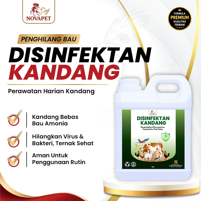 NOVAPET Disinfektan Kandang Ternak 1 Liter - Penghilang Bau Kandang Bantu Kendalikan Bakteri & Virus