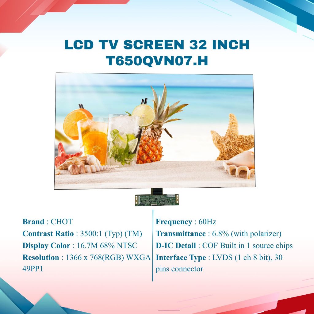 CHOT LCD TV SCREEN 32 INCH ORIGINAL CV320H2-F01