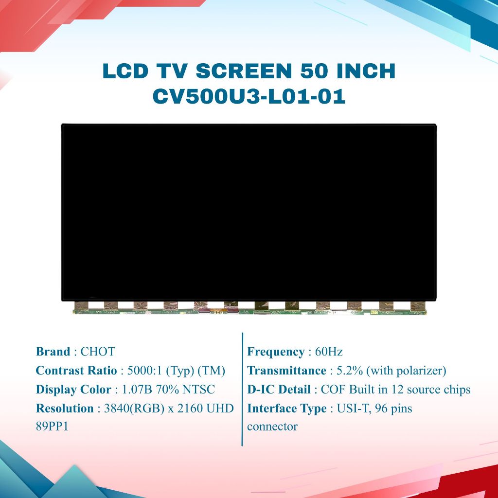 CHOT LCD TV SCREEN 50 INCH ORIGINAL CV500U3-L01-01 CV500U2-T01-02 CV500U2-T01-01 CV500U1-T01-01 CV50