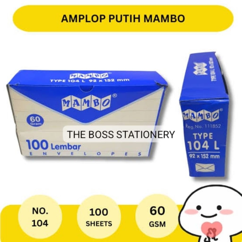 [100LBR] AMPLOP 104 PPS MAMBO PUTIH / ENVELOPE / AMPLOP PUTIH  / AMPLOP / AMPLOP GAJI  / AMPLOP SURA