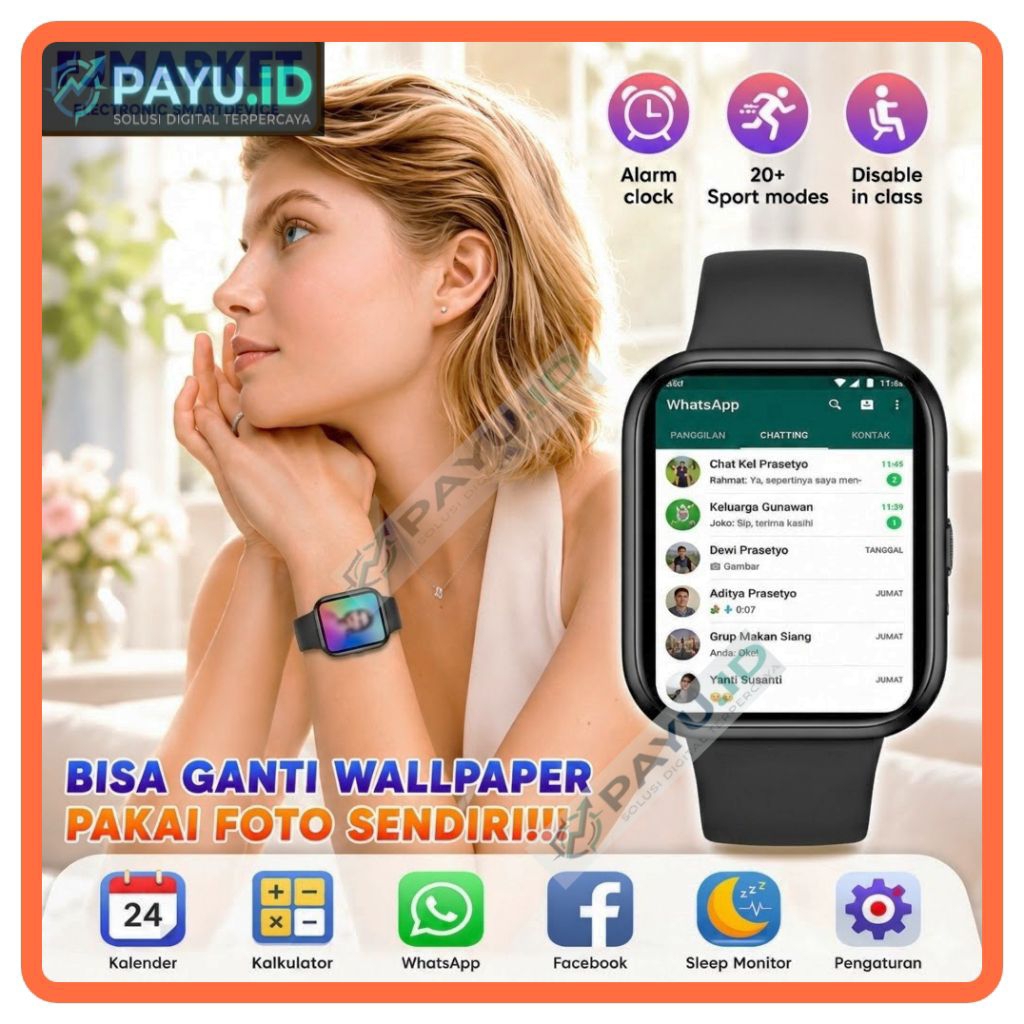 JAM ANDROID SMARTWATCH 4G Y68 ANTI AIR BISA WA SMARTWATCH ANDROID 4G BISA WA SMS TLFN NOTIF MUSIK KA