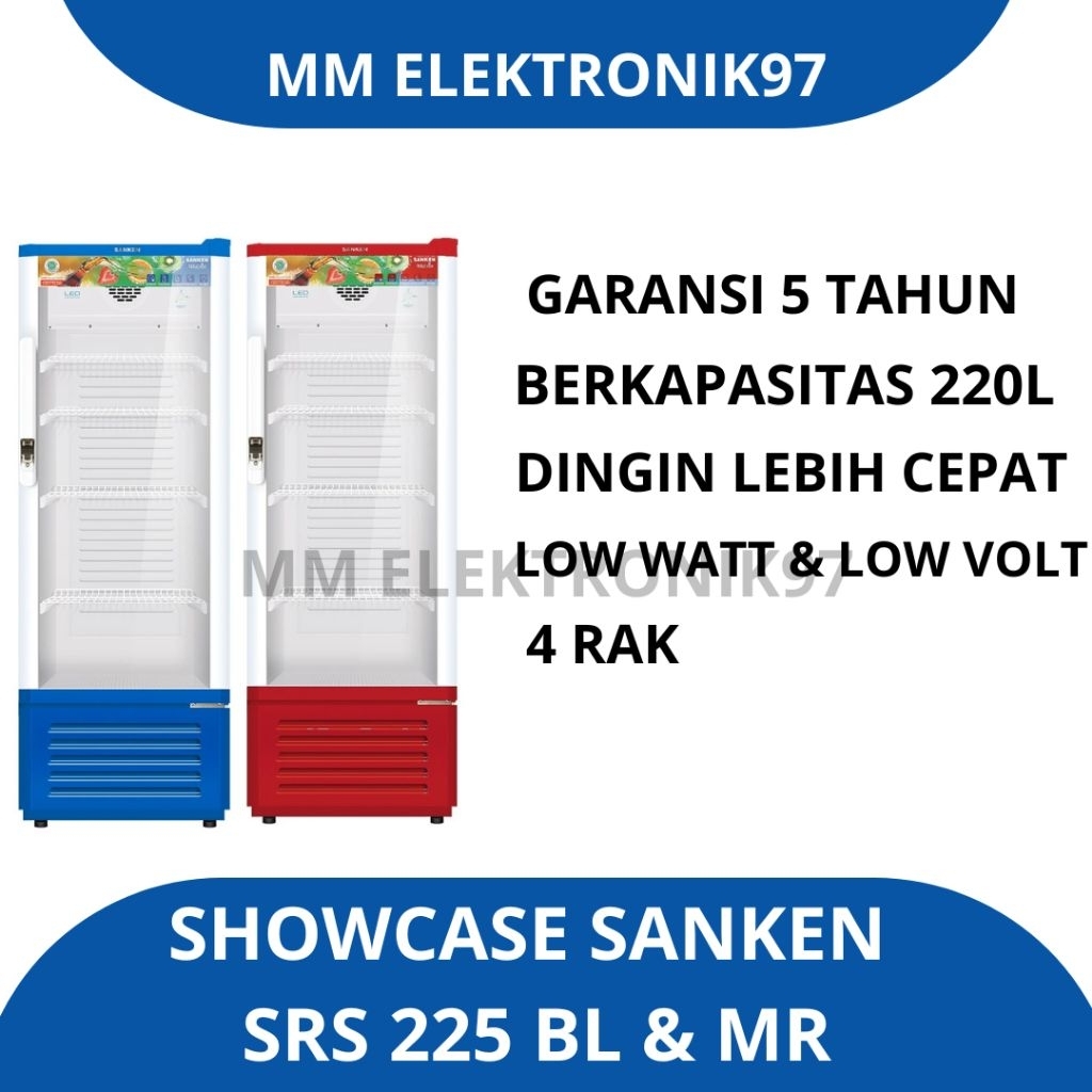 Showcase Cooler Sanken 4 rak SRS-225 SRS-225BL