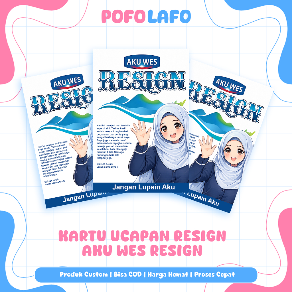 Kartu Ucapan Resign “Aku Wes Resign” Custom Estetik Lucu