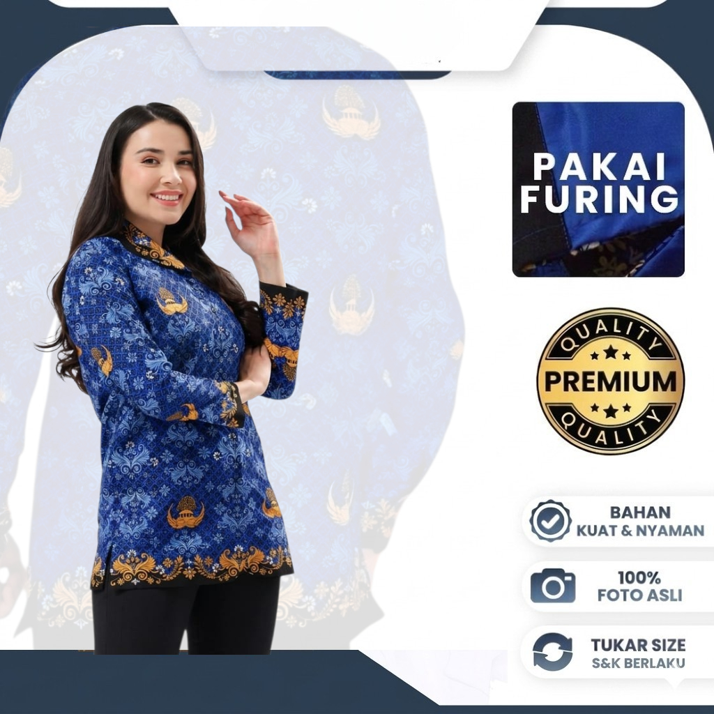 Kavari - Korpri Pria Wanita Lapis Furing Motif Terbaru Kain Sritex C40s Sesuai Edaran SNI