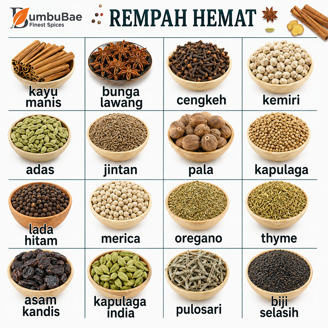 BumbuBae - BISA CAMPUR Rempah Utuh Lengkap Bumbu Masak !! Adas, jintan, pala, kayu manis, merica, kl