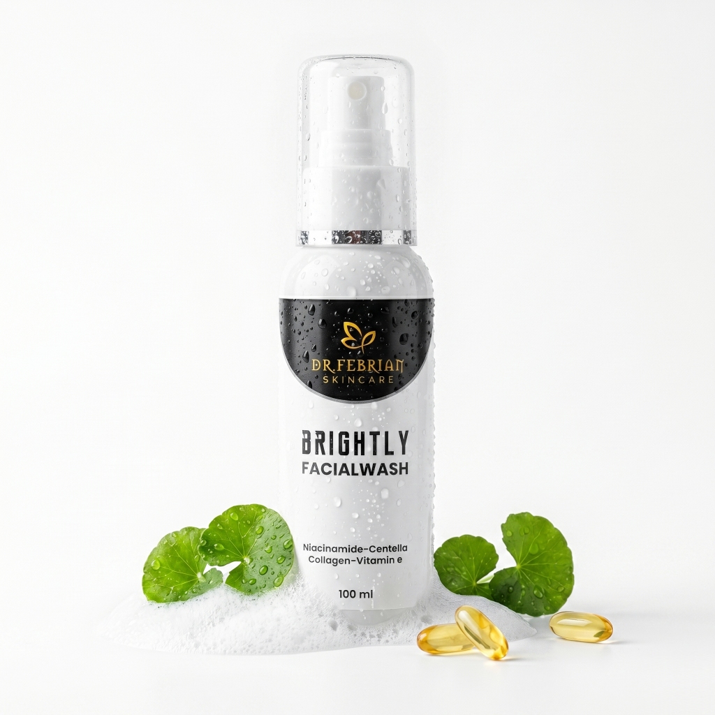 Brightly Facial Wash Dr Febrian Skincare 100 ml Sabun Cuci Muka Glowing Mencerahkan Collagen Centell