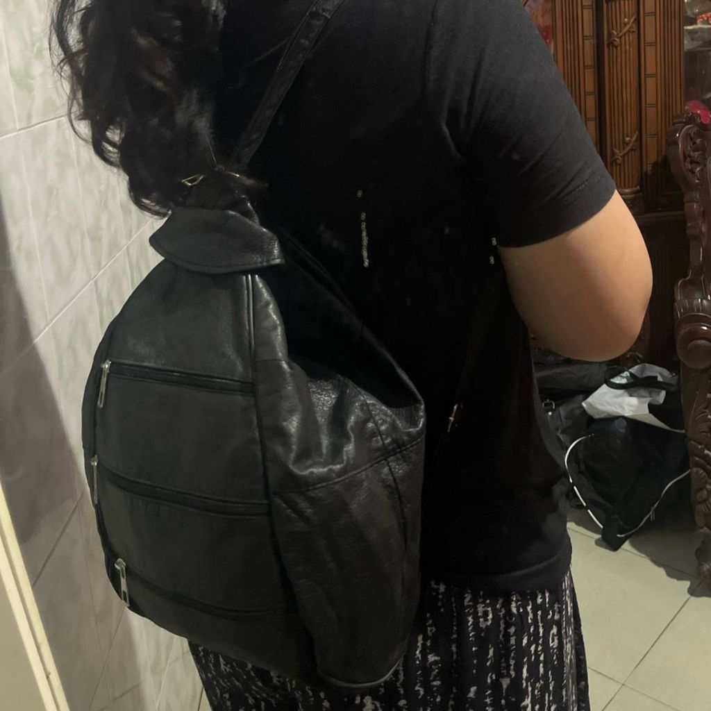 Tas Kulas warna Hitam 2in1 bisa dipakai ransel & shoulder | 5Ruang | Unisex cowok cewek bisa pakai |