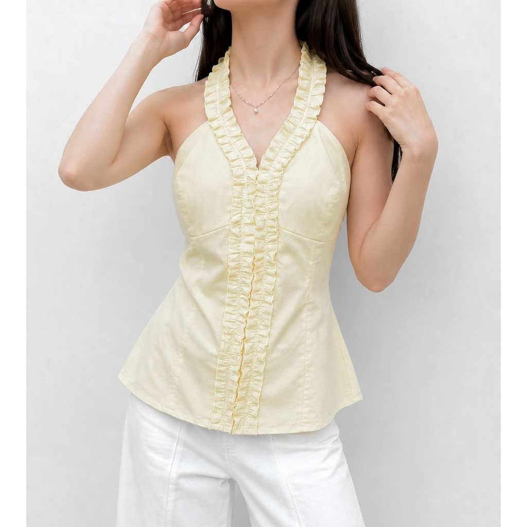 Yona halter top - lanyloou | halter ruffle top - atasan wanita halter neck - backless halter top