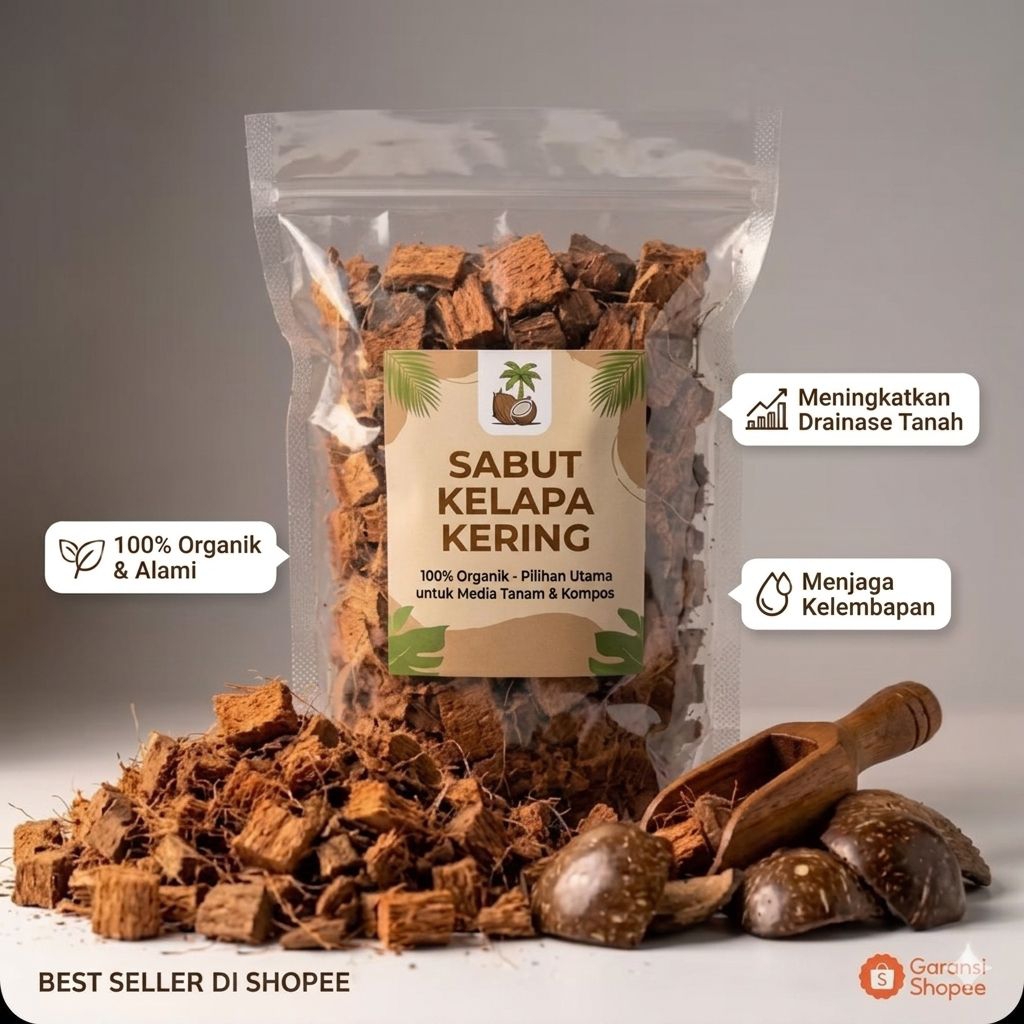 SABUT KELAPA KERING (COCO CHIPS) - MEDIA TANAM ORGANIK 100%