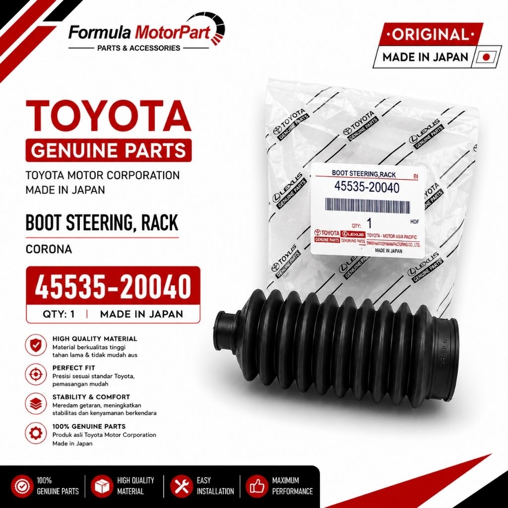 KARET BOOT STIR RACK STEER STEERING TOYOTA CORONA 45535-20040
