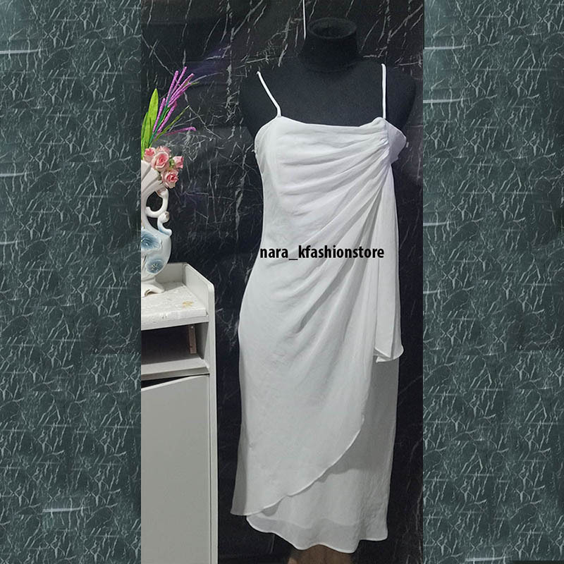 EUREKA WHITE DRESS| WHITE PLAIN DRESS|DRESS MIDI|KOREAN DRESS