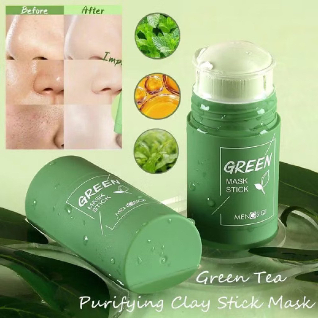 Green Mask Stick Masker Wajah Green Tea Pembersih komedo Hidung & Wajah