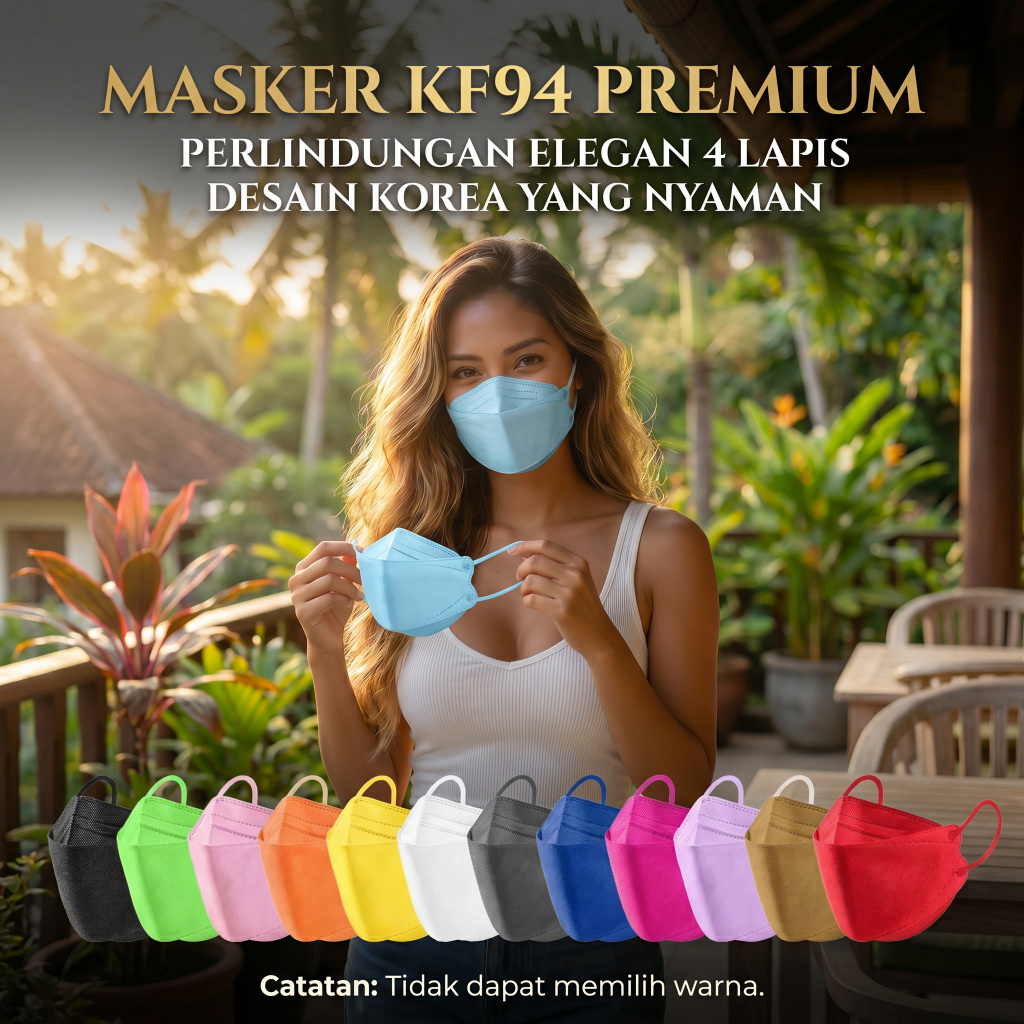 10 PCS Masker KF94 Dewasa Warna 4ply Layer Disposable Adult Earloop Korea Protective 3D Face Mask
