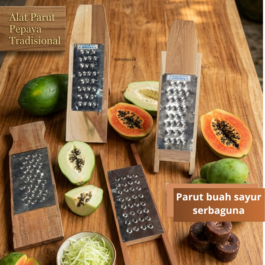 Alat Serut Rujak Pasrah Kayu – Parutan Pepaya Muda & Mangga Masam kayu