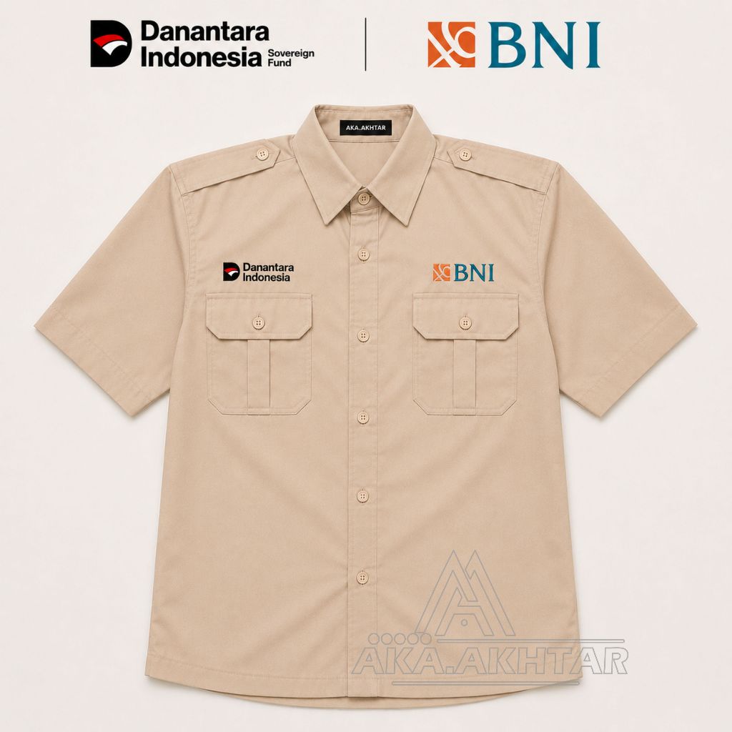 BNI DAN DANANTARA | SERAGAM BANK BNI TERBARU LENGAN PENDEK | KEMEJA BNI FULL BORDIR | KEMEJA DANANTA
