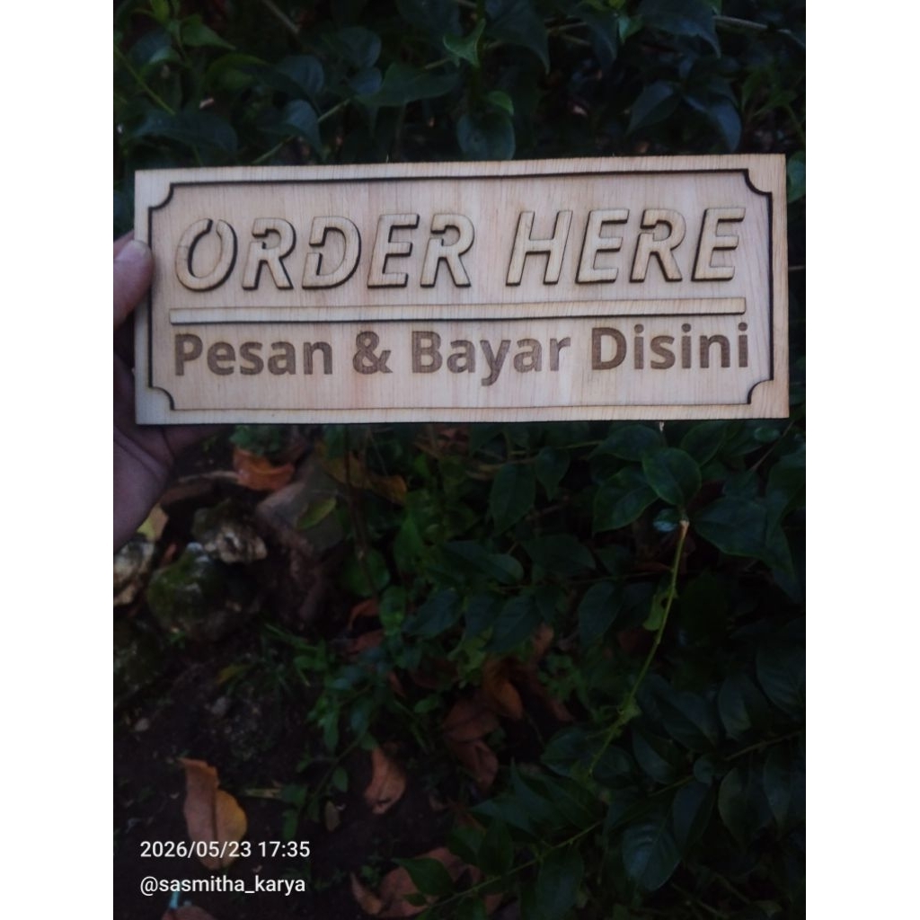 Papan Order Here/Pesan Disini | Laser Grafir