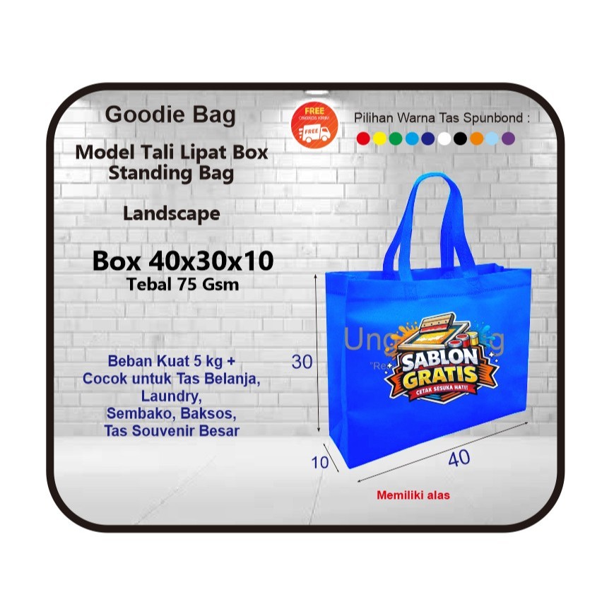 TAS SPUNBOND SABLON BOX LANDSCAPE 40X30X10 / TAS GOODIE BAG TAS SPUNBOND SOUVENIR