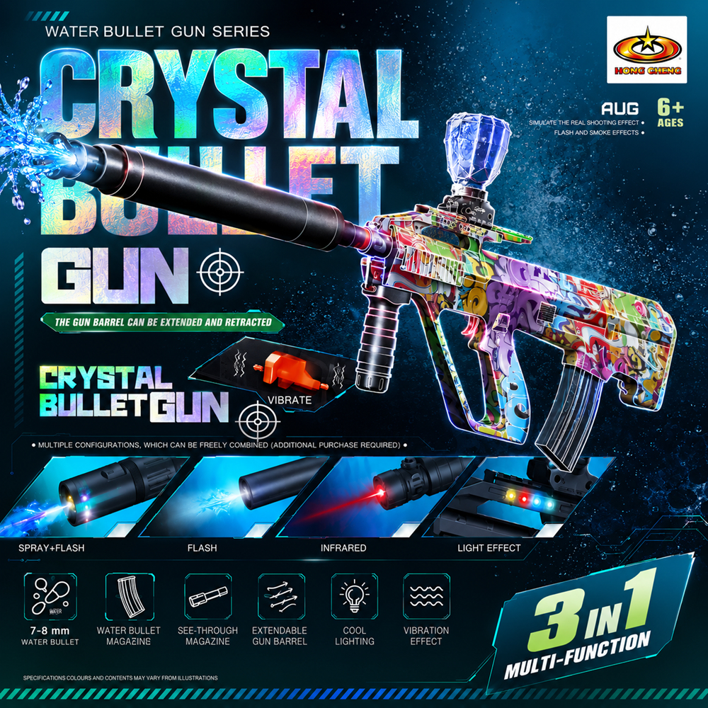 Mainan Senapan Pistol Jelly Gel Blaster Crystal Bullet Gun Water Bullet Mainan Anak Lampu Laser Vibr