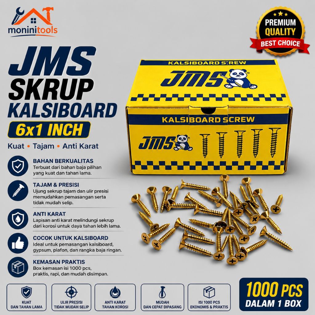 { Isi 1000 Pcs Per Pack } Skrup Kalsiboard JMS Ukuran 6x1inch