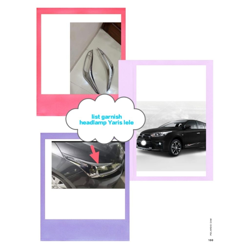 list garnish headlamp atau lampu depan Yaris lele 2013-2018 pelindung mika lampu dari benturan supay