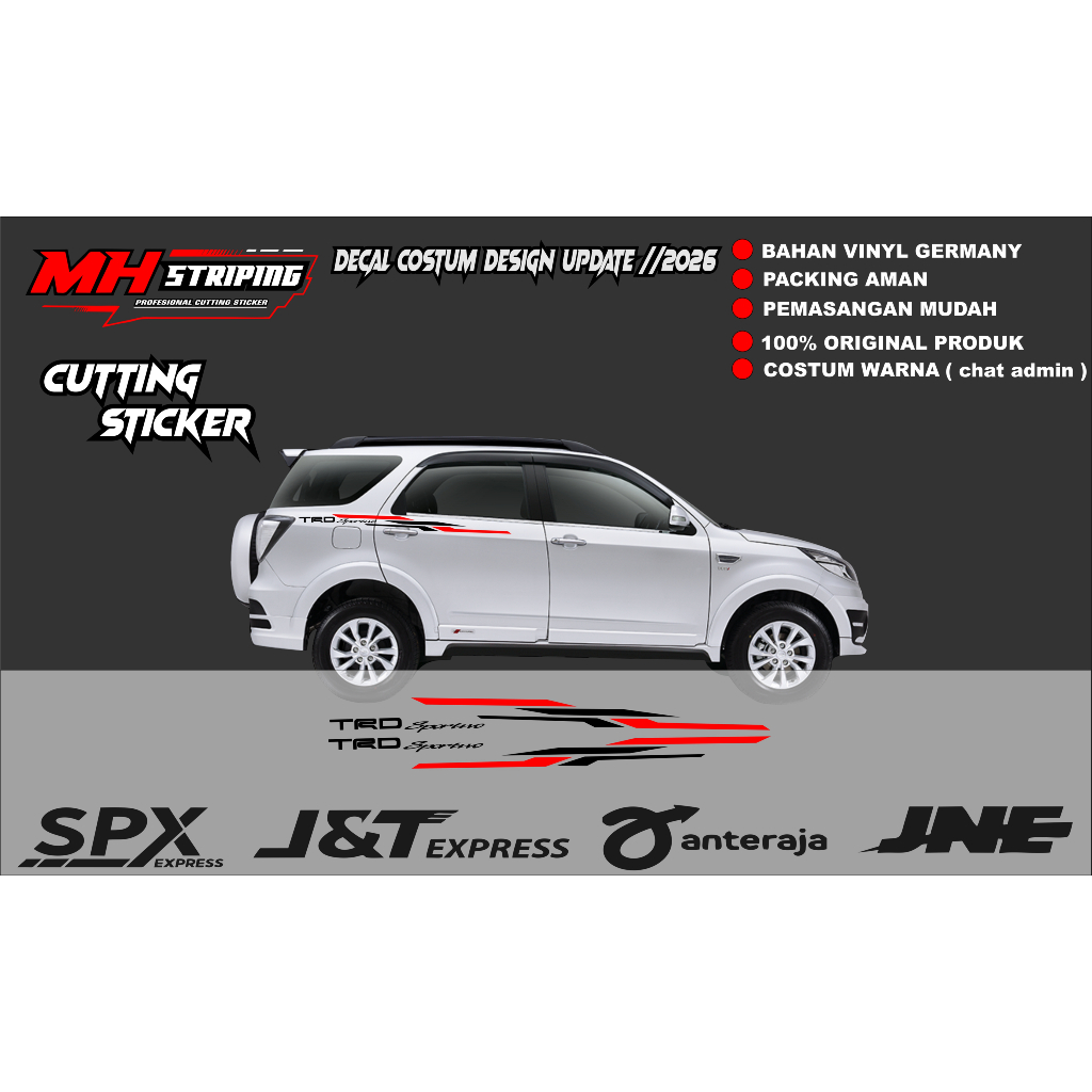 stiker mobil terios keren terbaru high quality costum striping mobil terios list body mobil terios