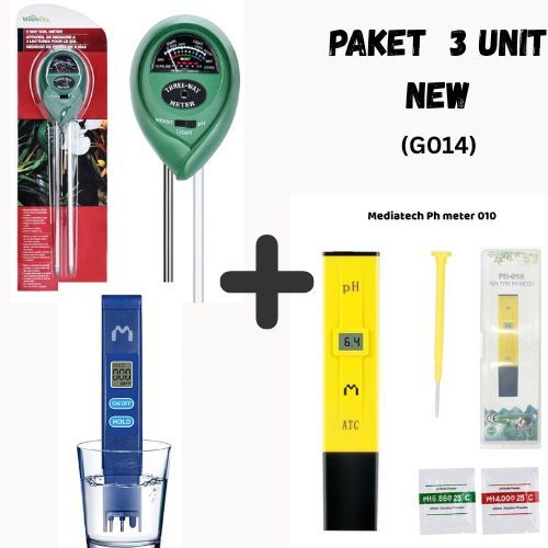 Mediatech Paket Ph Meter - TDS - Soil Meter/alat Ph Tanah - 1900124 / 1900130 / 19002 - G005