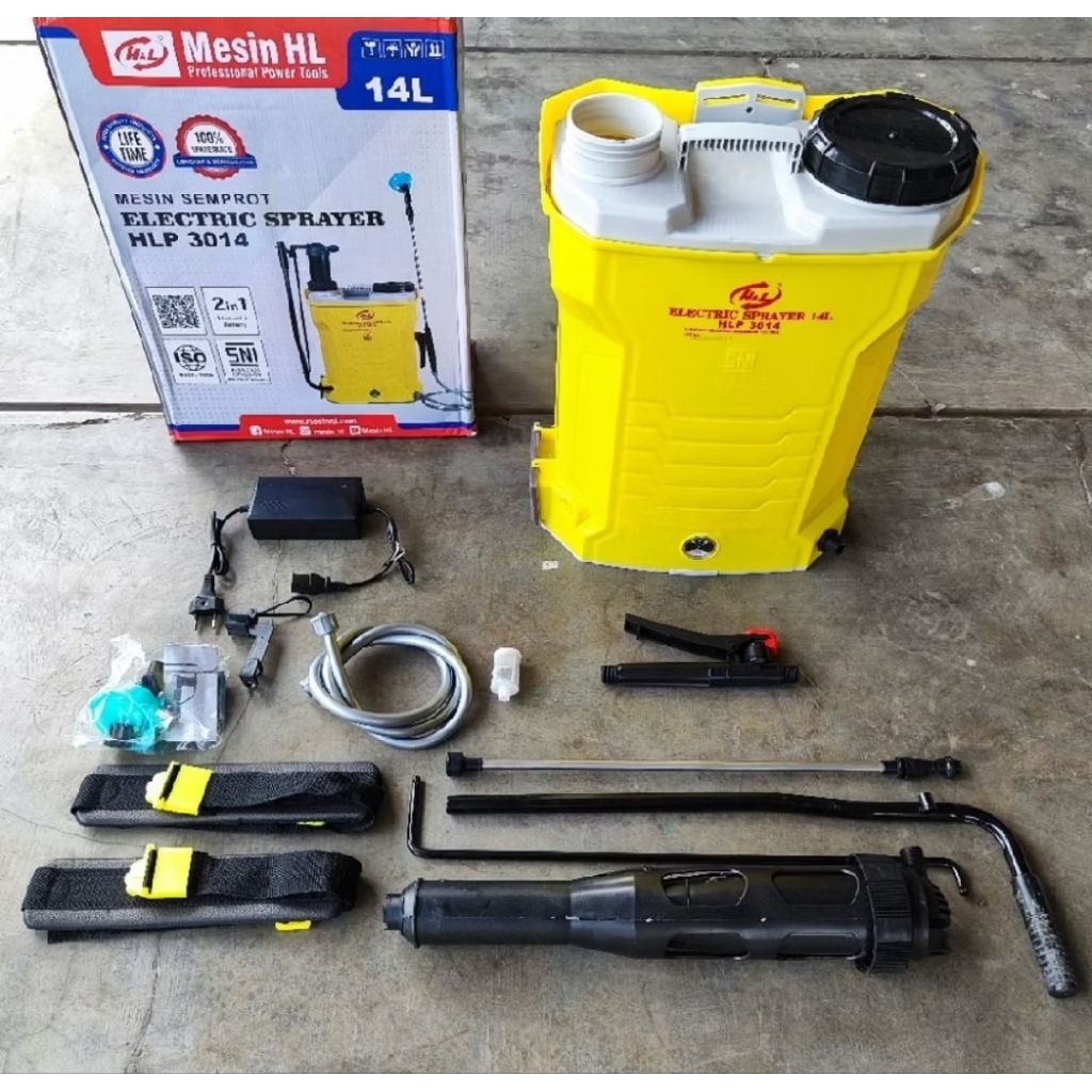 Sprayer H&L HLP 3014 Tangki Alat Semprot Obat Hama Manual Elektrik Cas Charger Battery 2 in 1