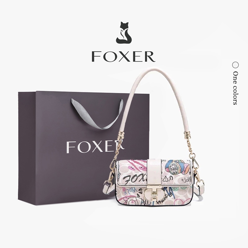 FOXER Tas Bahu Grafiti Tas Bahu Wanita Yang Elegan Tas Wanita Modis