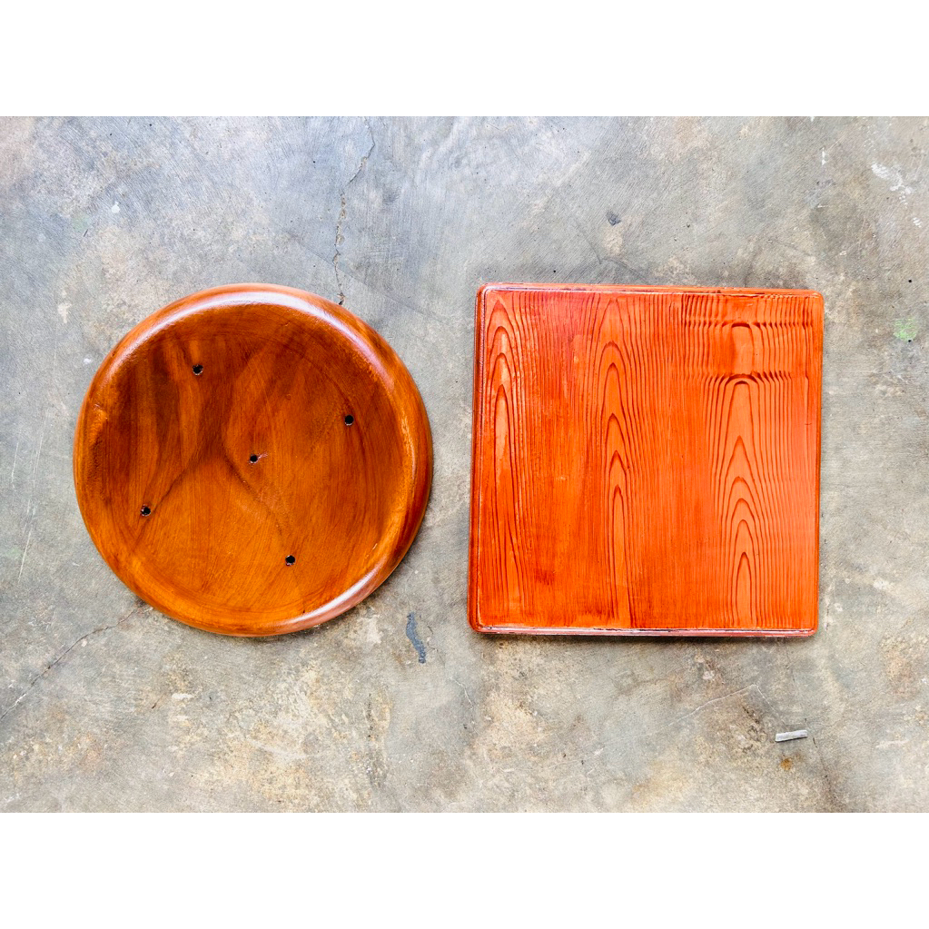 Diameter 31 cm top kursi kayu kotak persegi bulat/ kursi bulat/ kursi kayu antik  / kayu bulat / top