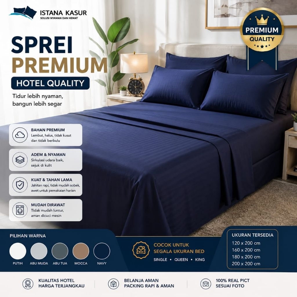 Sprei Polos Putih Premium | Sprei Hotel Quality – Istana Kasur