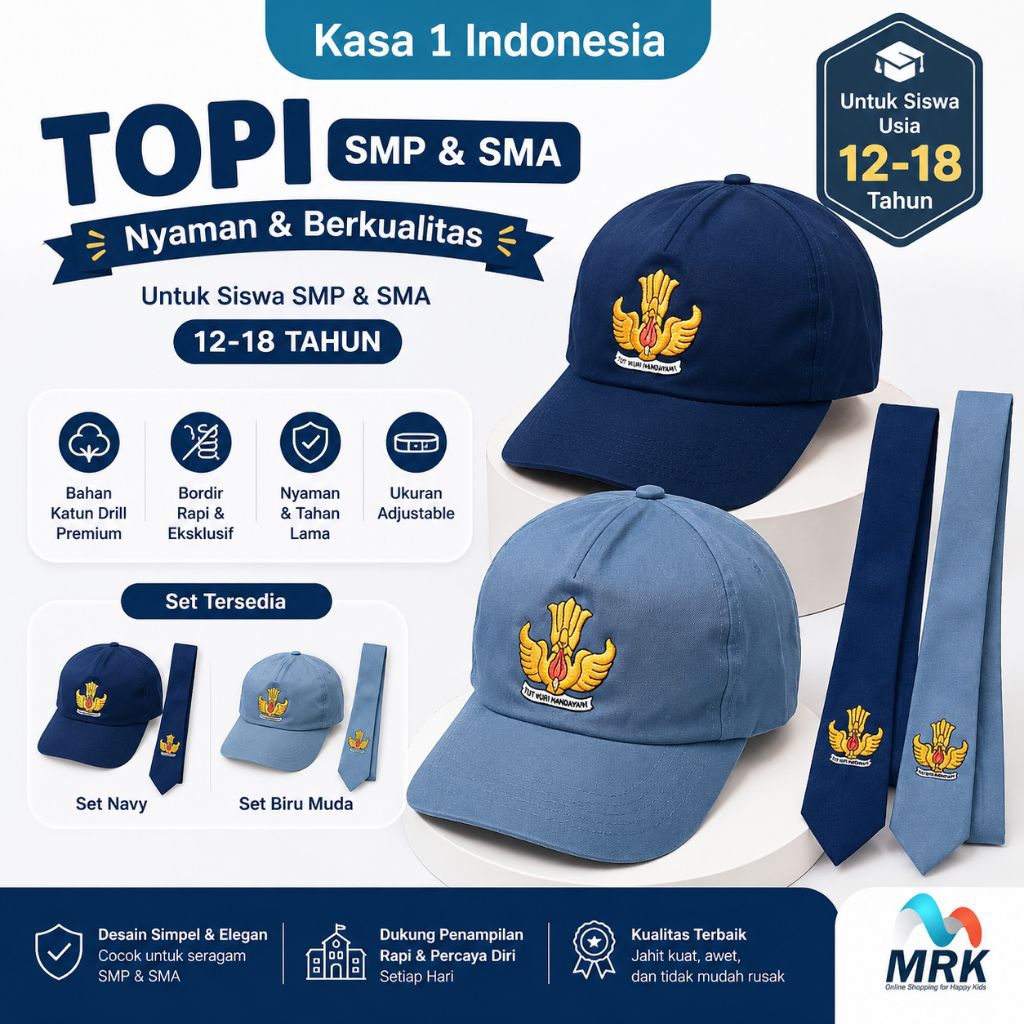 Topi Sekolah SMP SMA Bordir / Dasi Sekolah Panjang Prepet Bahan Famatex