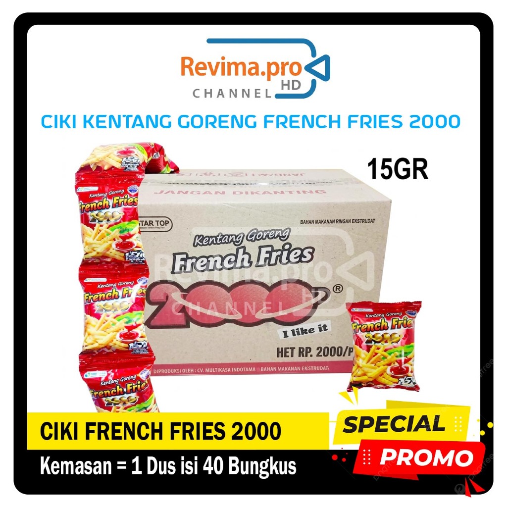 Snack Ciki kentang Goreng FRENCH FRIES 2000 Kemasan 15gr  1 Dus isi 40 Bungkus