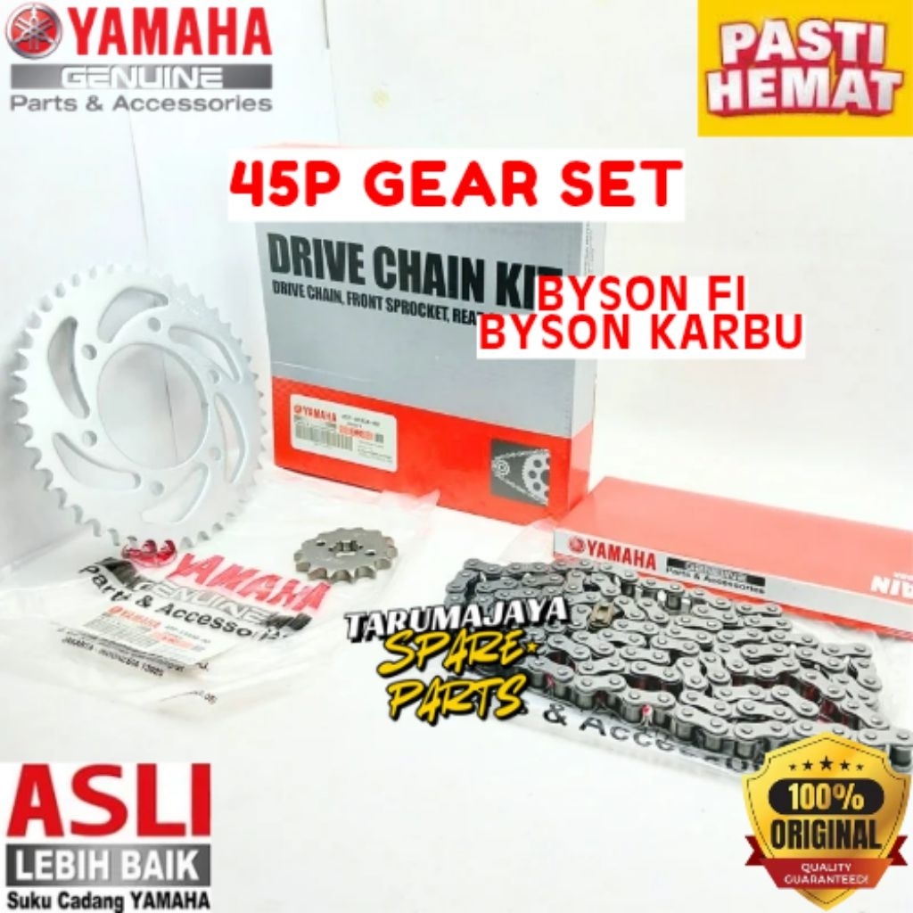 GEAR SET ORIGINAL YAMAHA KODE 45P, GEAR SET BYSON FI, GEAR SET BYSON KARBU






