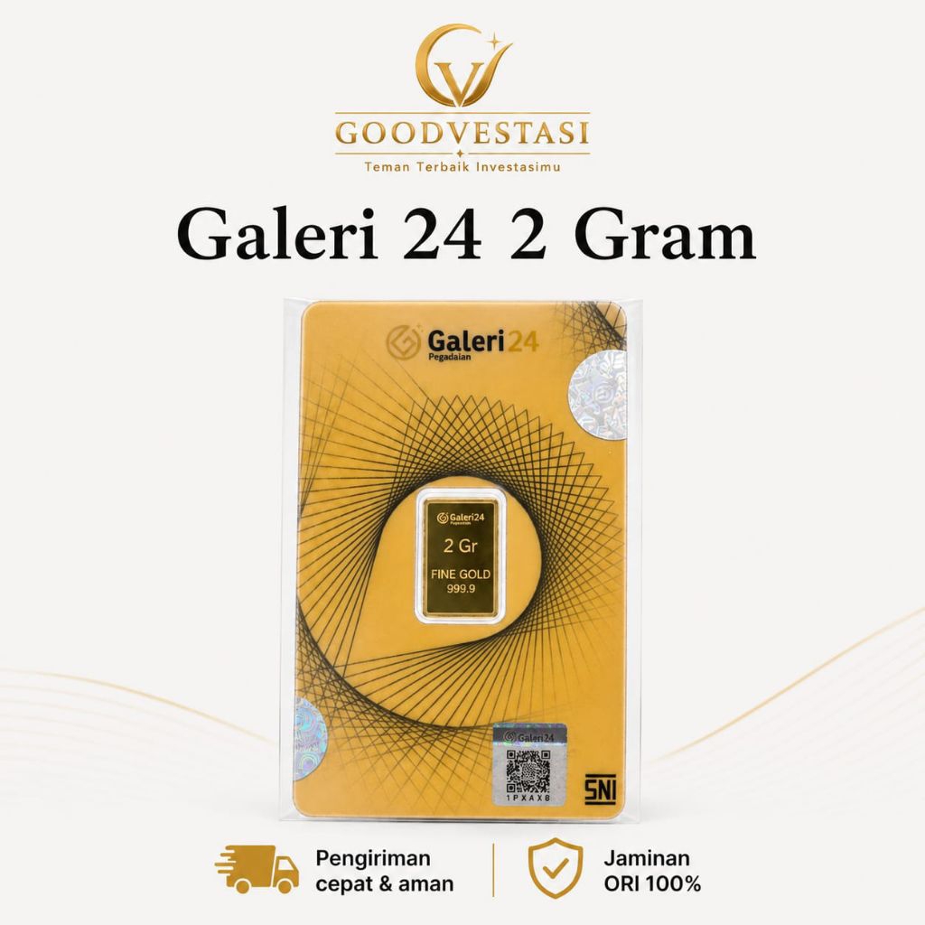 LM Emas Galeri24 2 Gram [Termurah harga Distributor] Kemurnian 999.9%, emas 24k, Logam Mulia