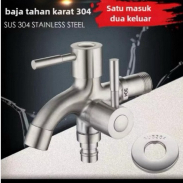Boom sale promo termurah KRAN CABANG STAINLESS STEEL SUS 304 SHOWER MESIN CUCI SUS 304 keran cabang 
