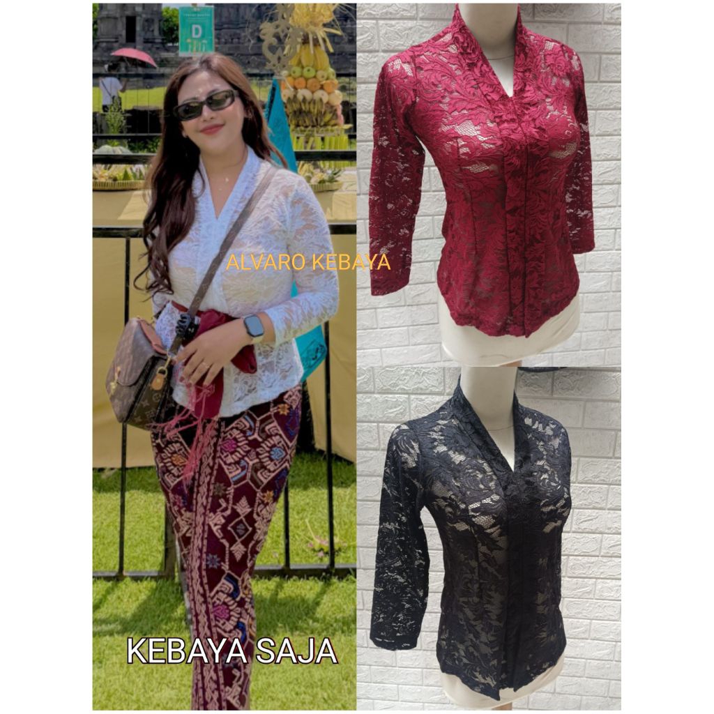 atasan kebaya kartini brokat halus strait melar lengan panjang brukat modern baju tradisional jawa w