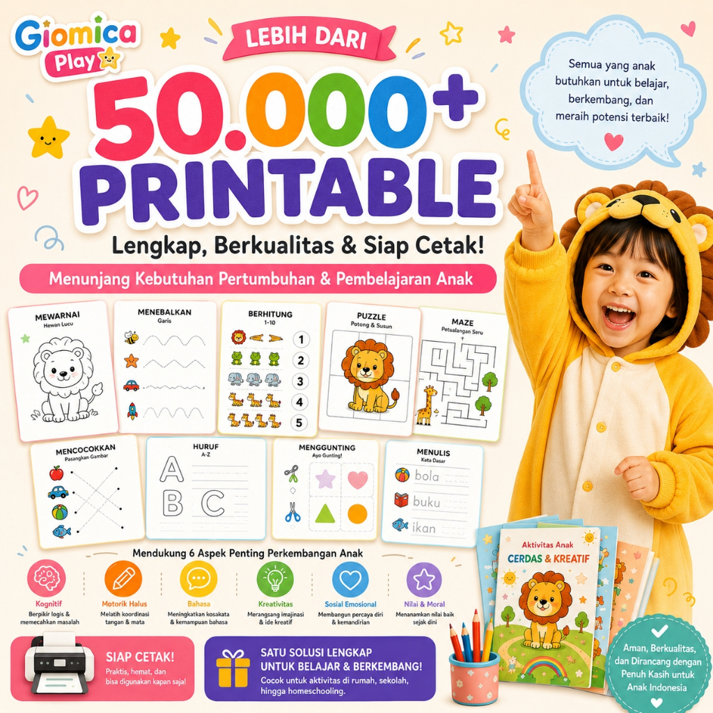 Activity Book Anak 3-6 Tahun (Printable)