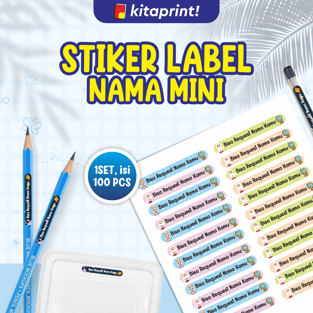 Stiker Label Mini Custom Nama - Stiker Nama Pensil Pulpen Custom