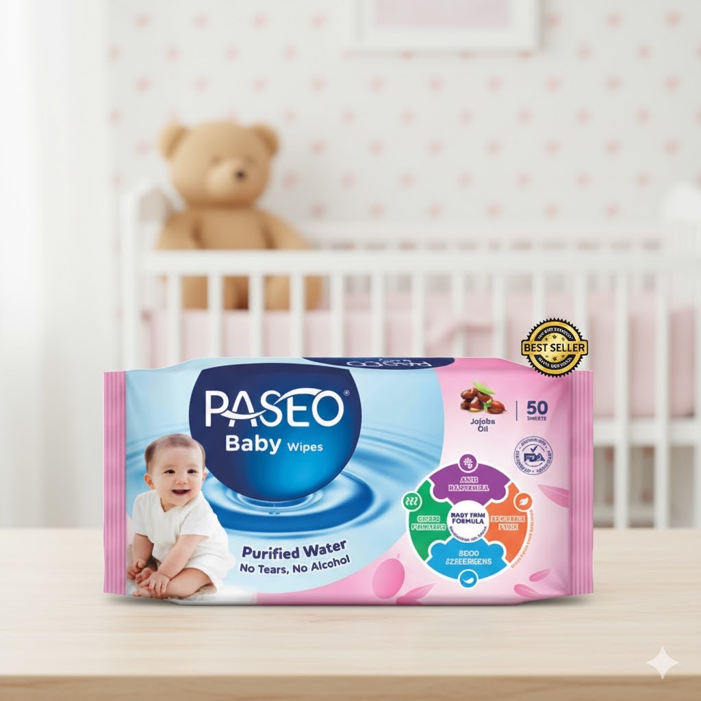 Tisu Basah Baby Paseo Jojoba Oil - Lembut, Bebas Alkohol, Praktis