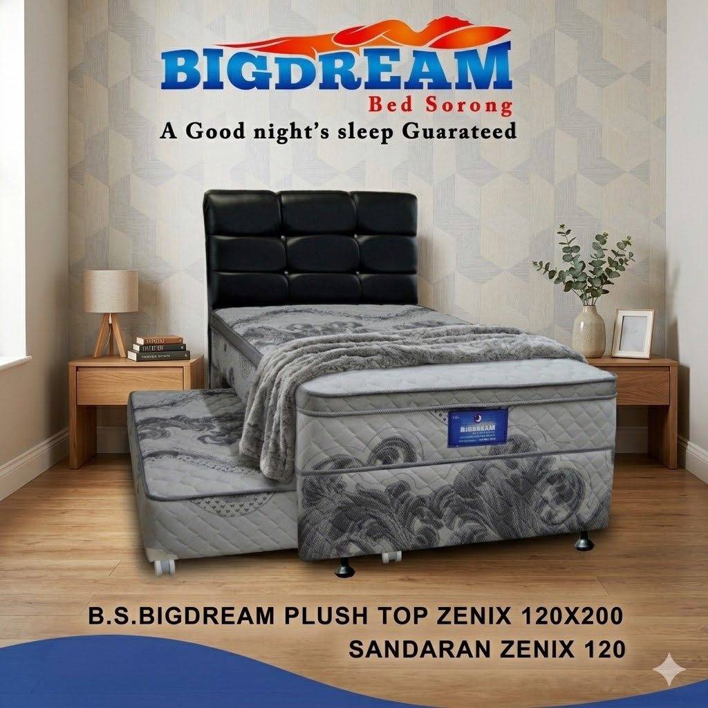 Springbed Sorong 2 in 1 Bed Dorong Bigland Bigdream Plushtop Zenix
