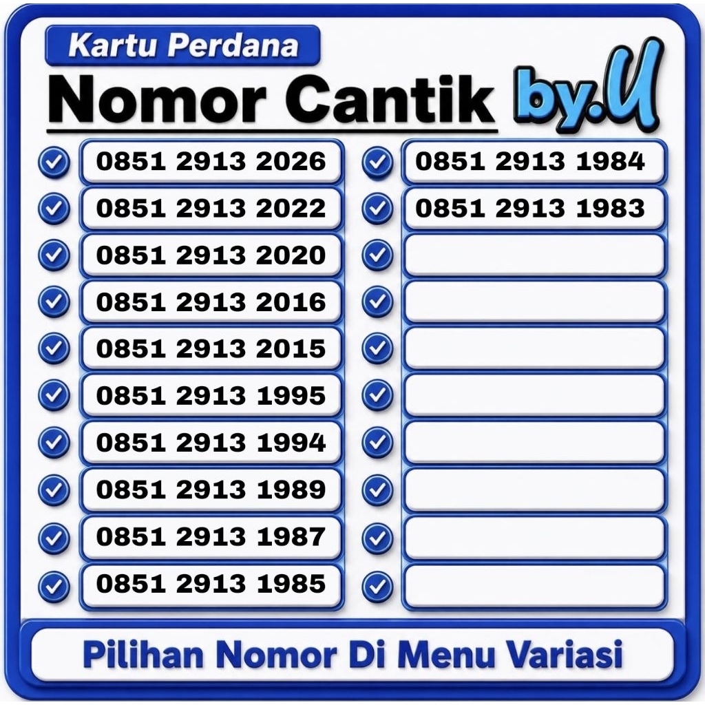 Nomor Cantik By.U Series Tahun - Masa Aktif Selamanya