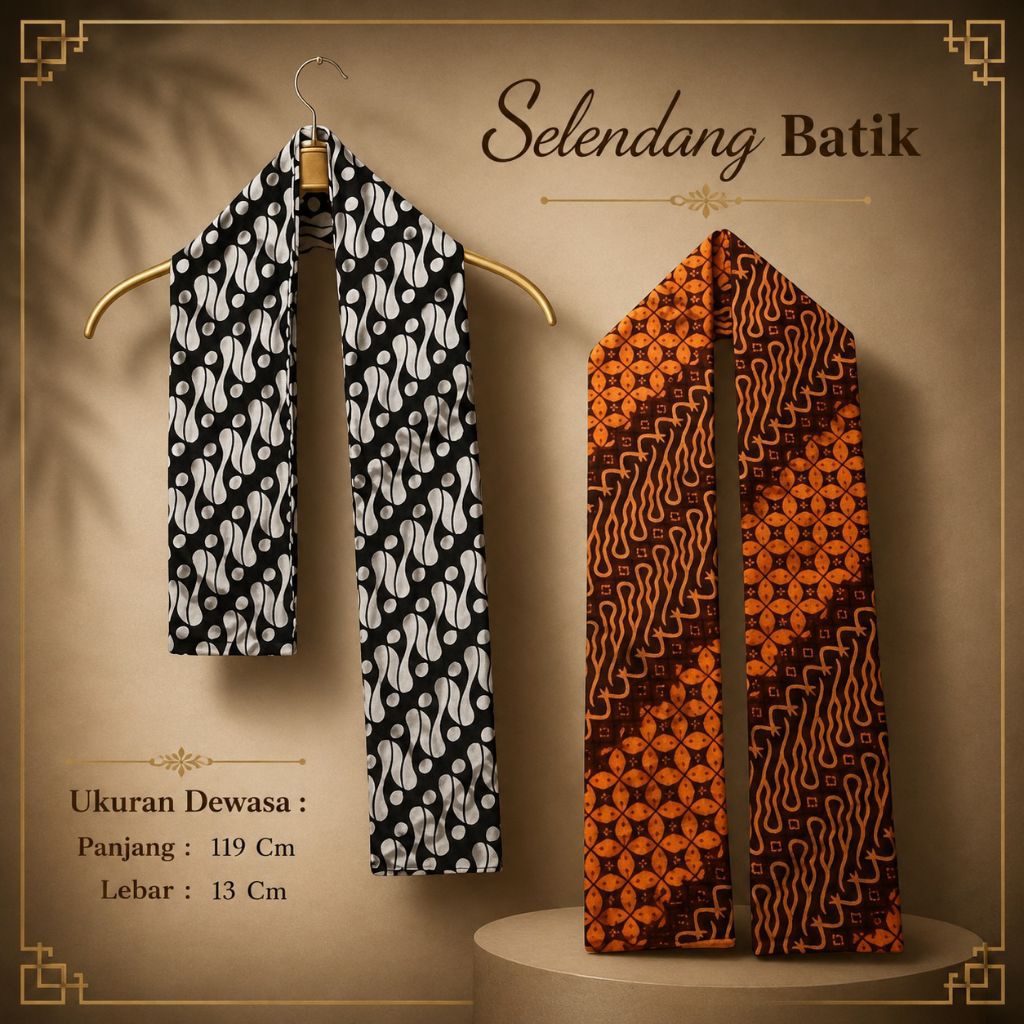 Selendang Batik Cukin Batik Scraf Syal Batik Premium Nusantara Selendang Leher Unisex Syal Leher Uni