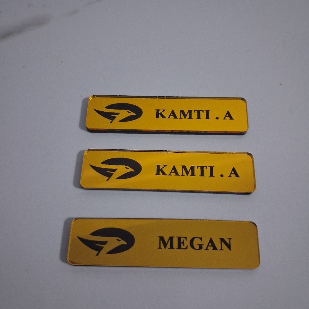 Mirror Nametag dada premium papan nama karyawan dokter guru akrilik cermin